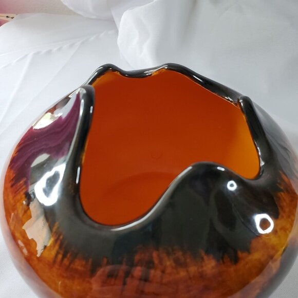 Vintage 1980s Art Pottery Planter Desert Landscape & Palm Tree Design Signed - Picture 11 of 16